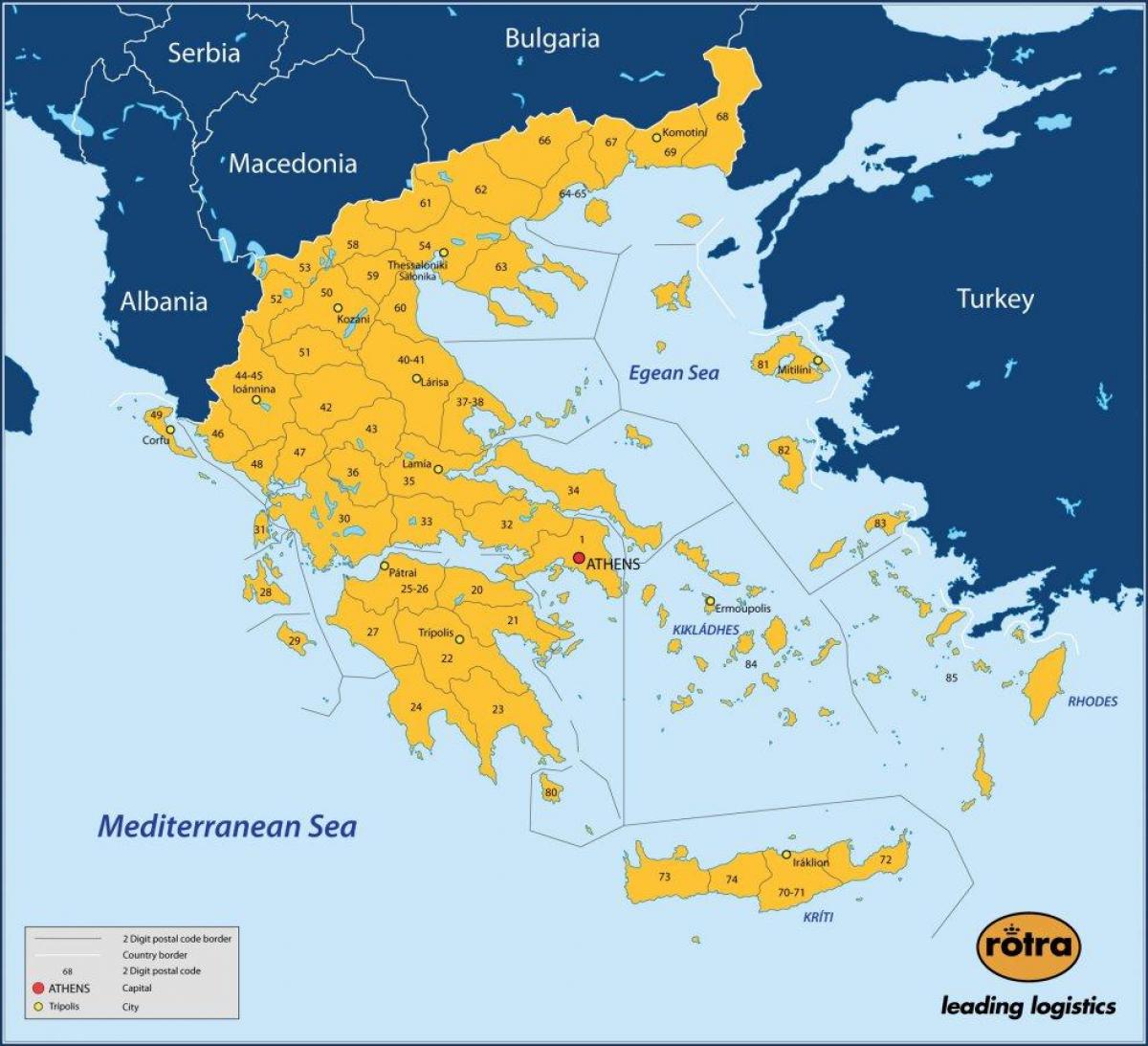 Mappa dei codici di avviamento postale di Atene